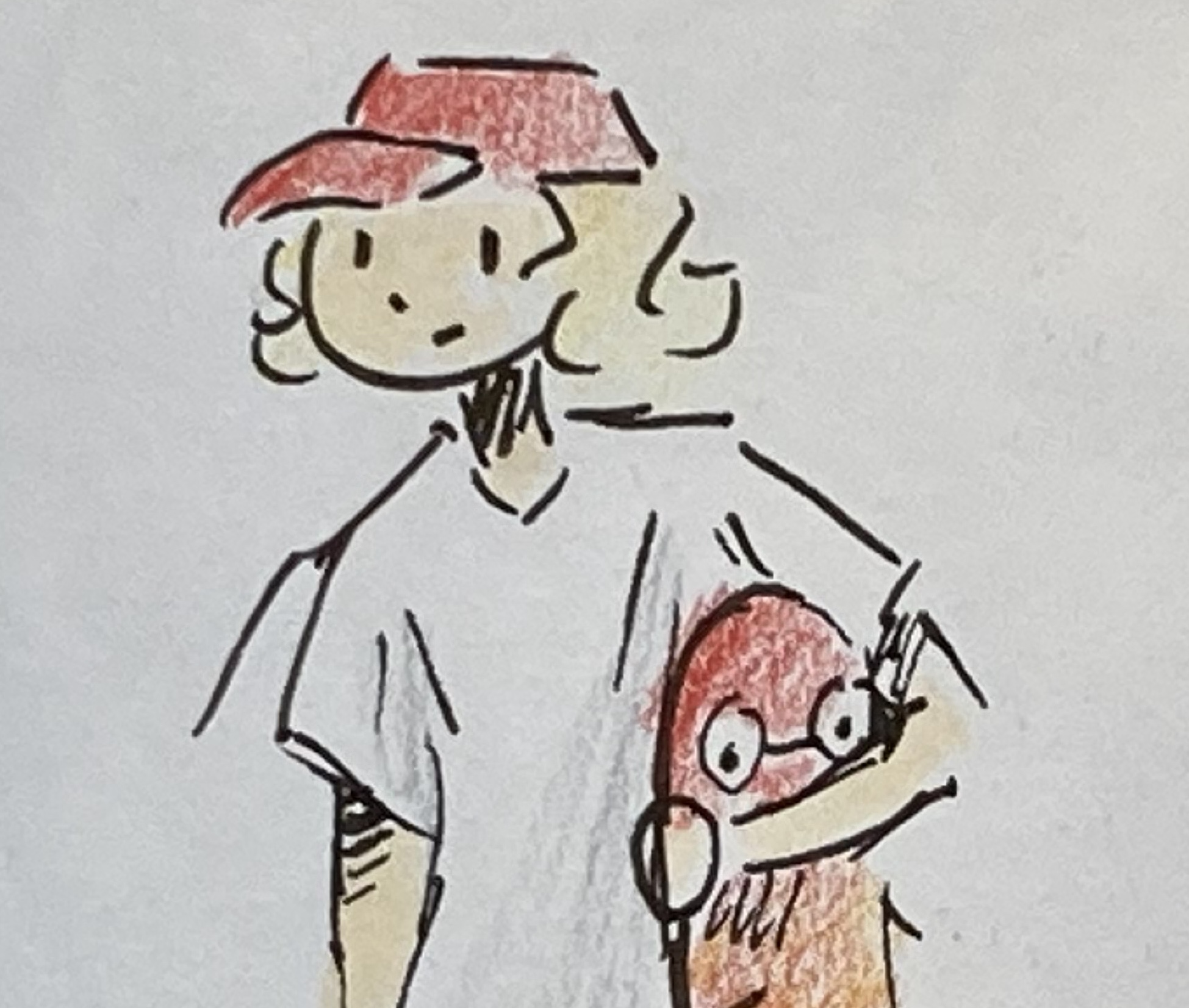 un personnage simplifié qui tien un skate et qui a une casquette