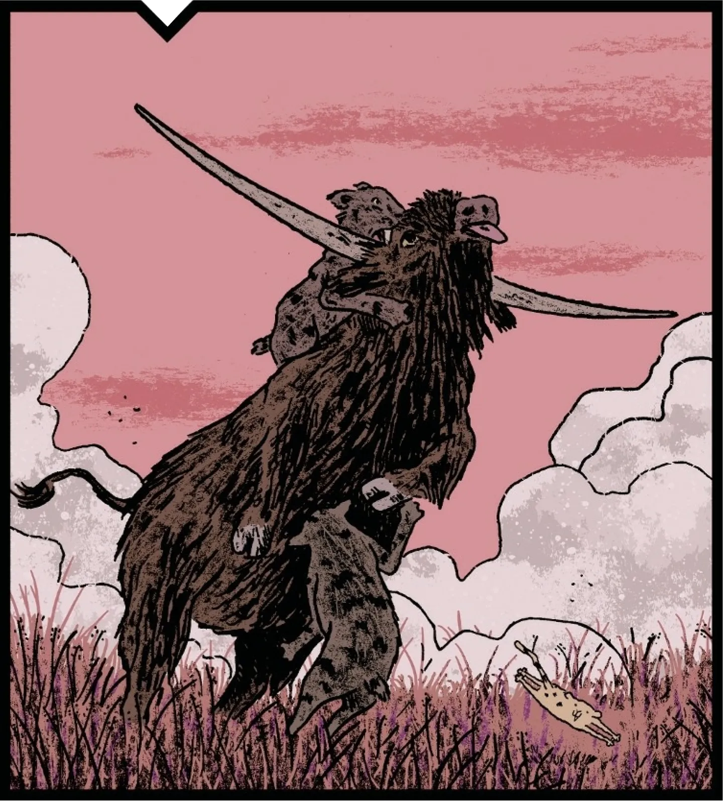 un buffle qui se fait attaquer par des tigres a dent de sabre